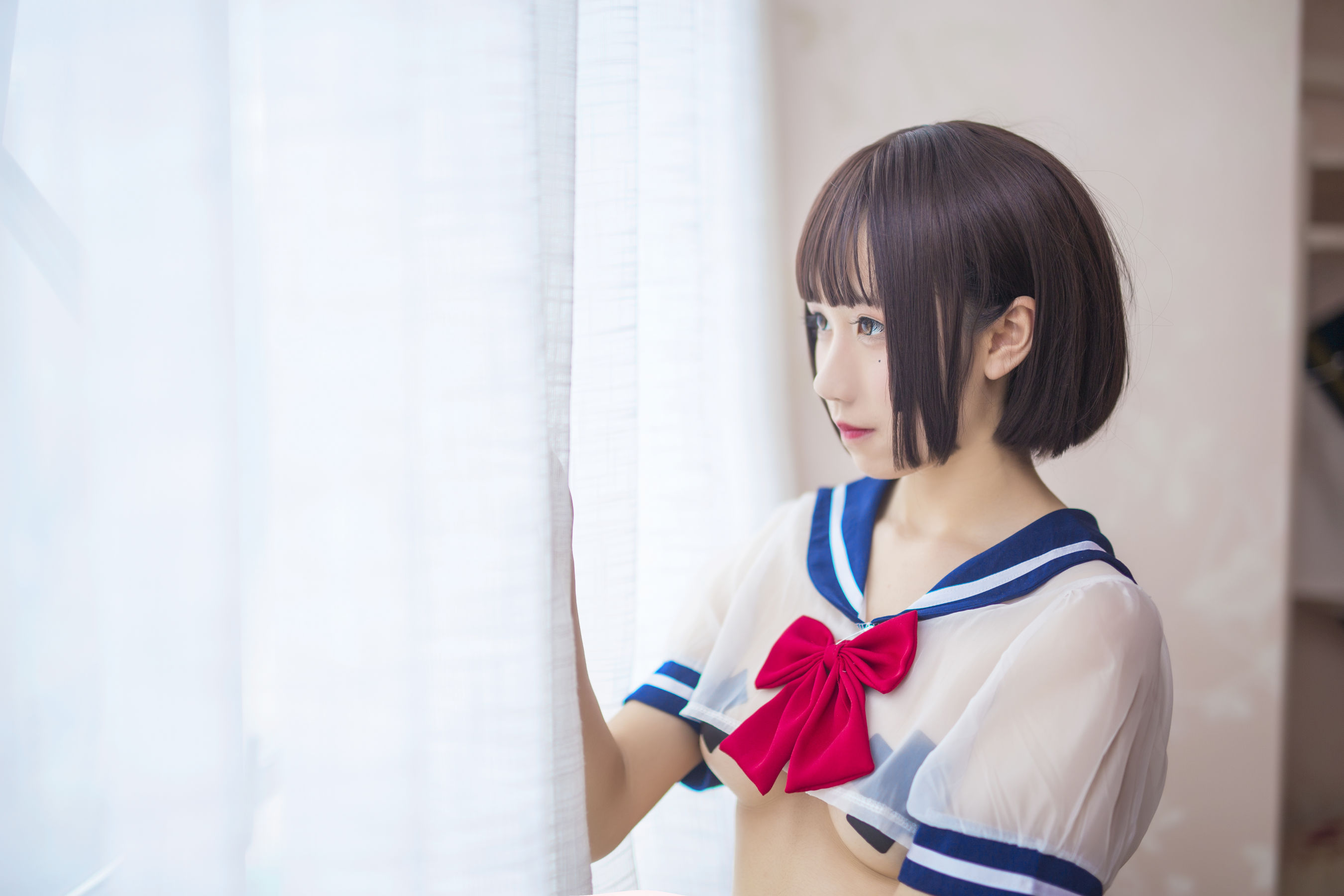 动漫博主九曲Jean JK透明制服 Cosplay-第1张
