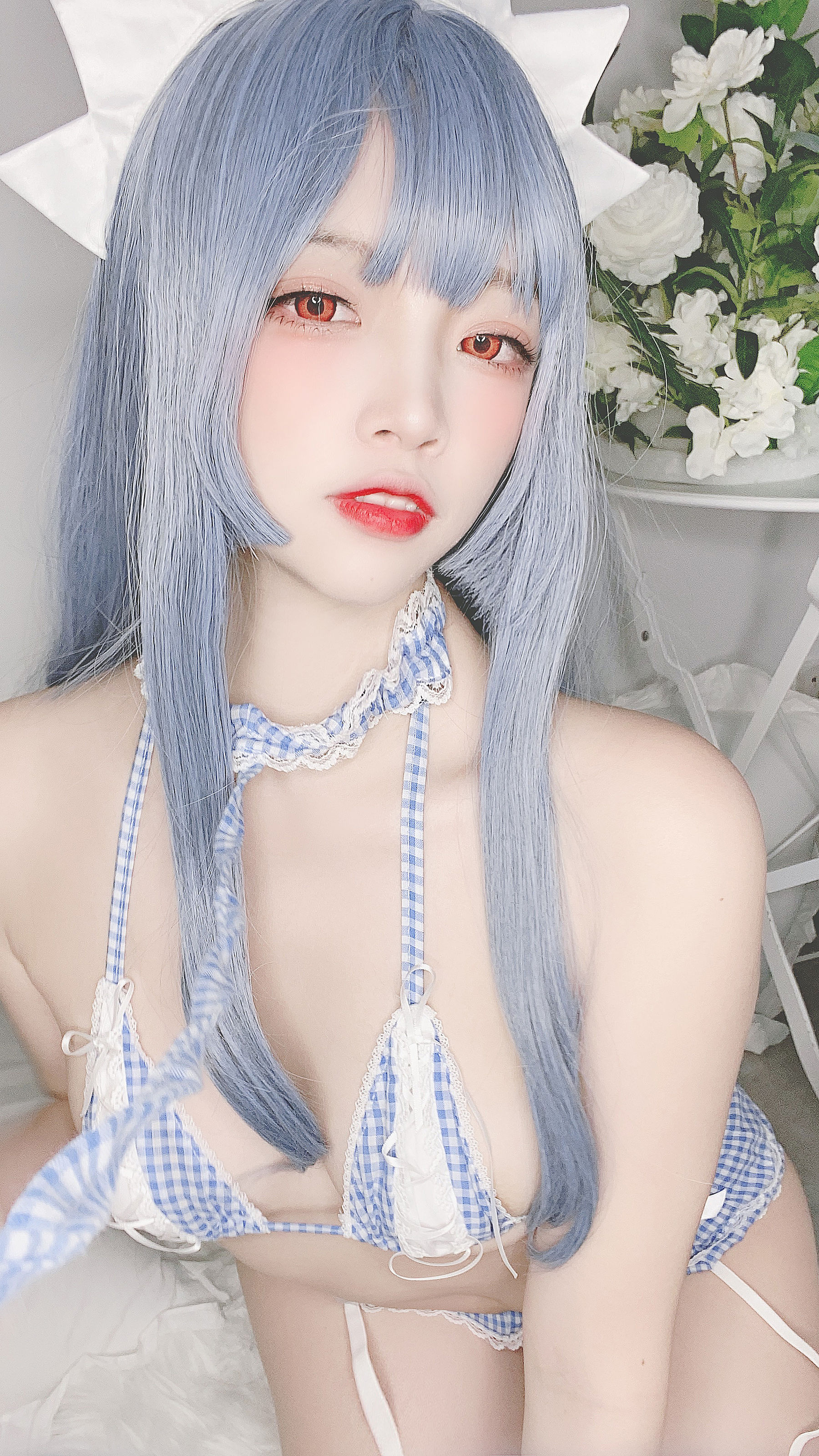 人气Coser二佐Nisa – 蓝格比基尼女仆 Cosplay-第22张