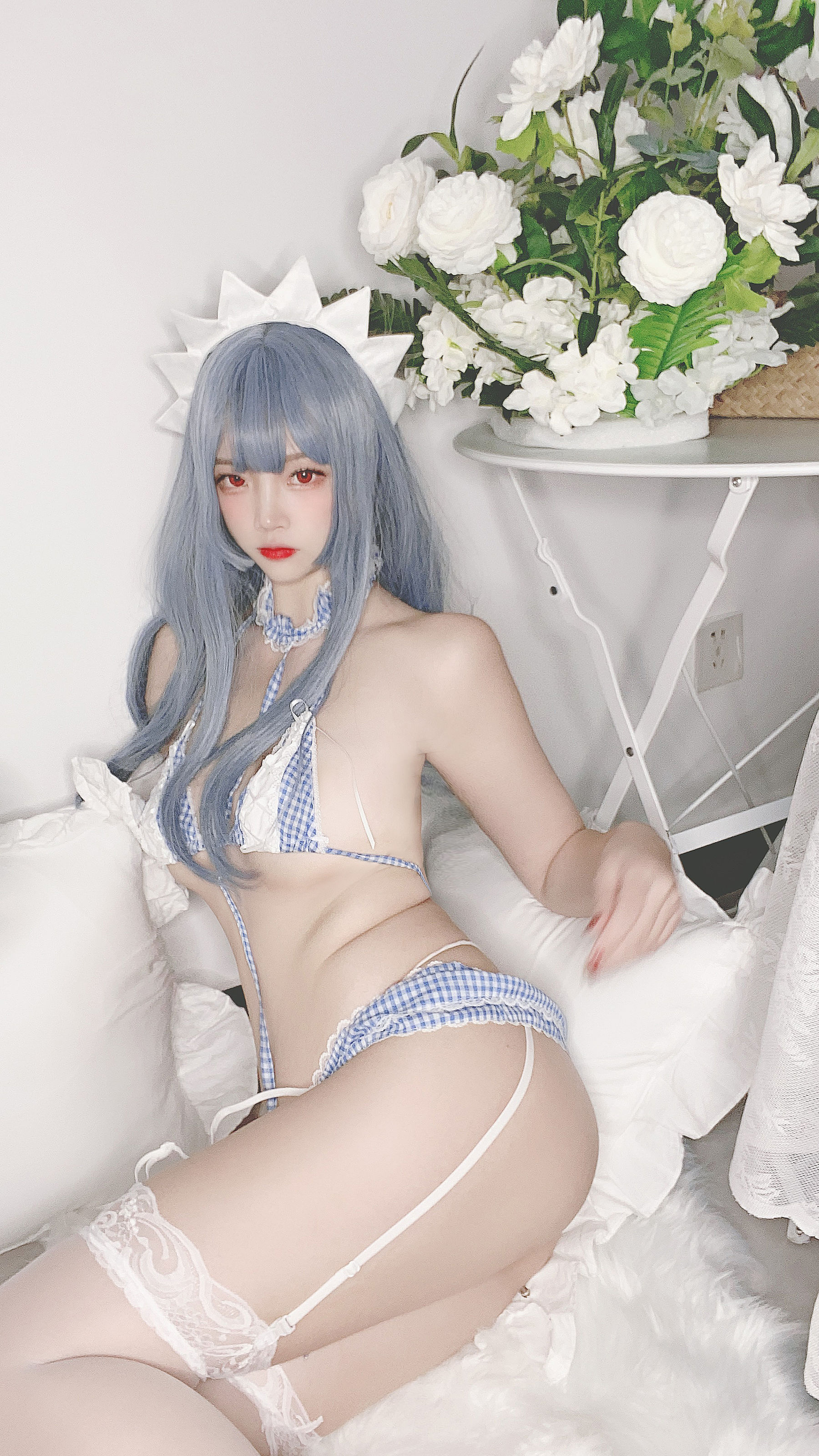 人气Coser二佐Nisa – 蓝格比基尼女仆 Cosplay-第25张