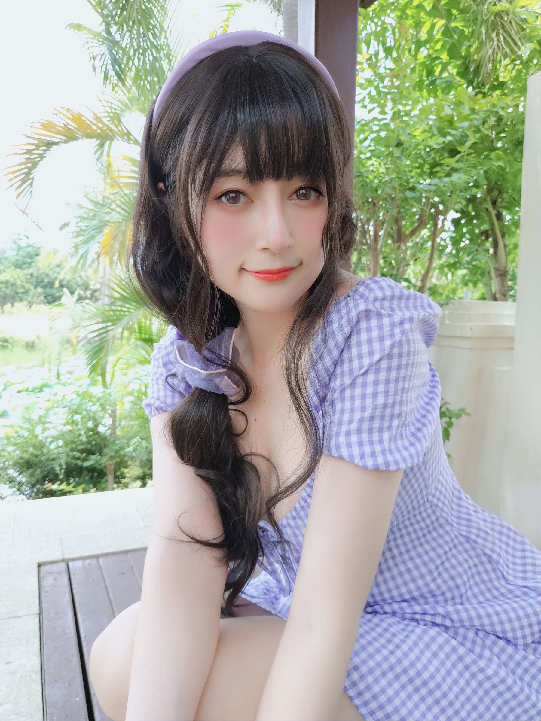 Coser小姐姐白银 – 夏日的格子连衣裙 Cosplay-第35张
