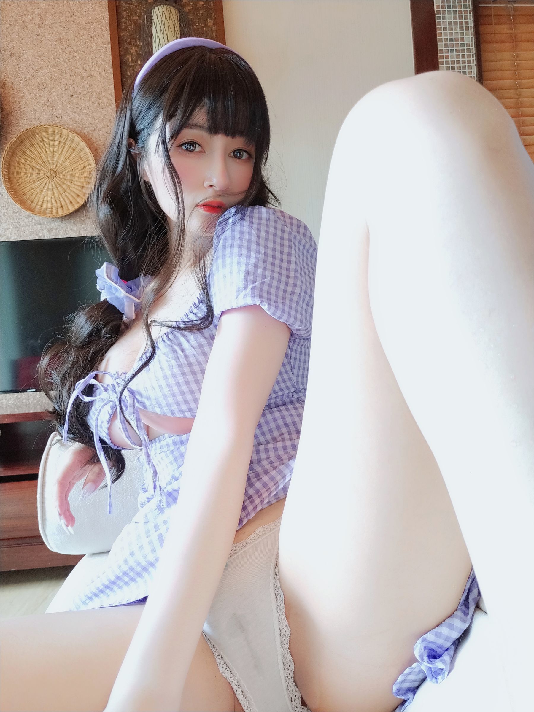 Coser小姐姐白银 – 夏日的格子连衣裙 Cosplay-第39张