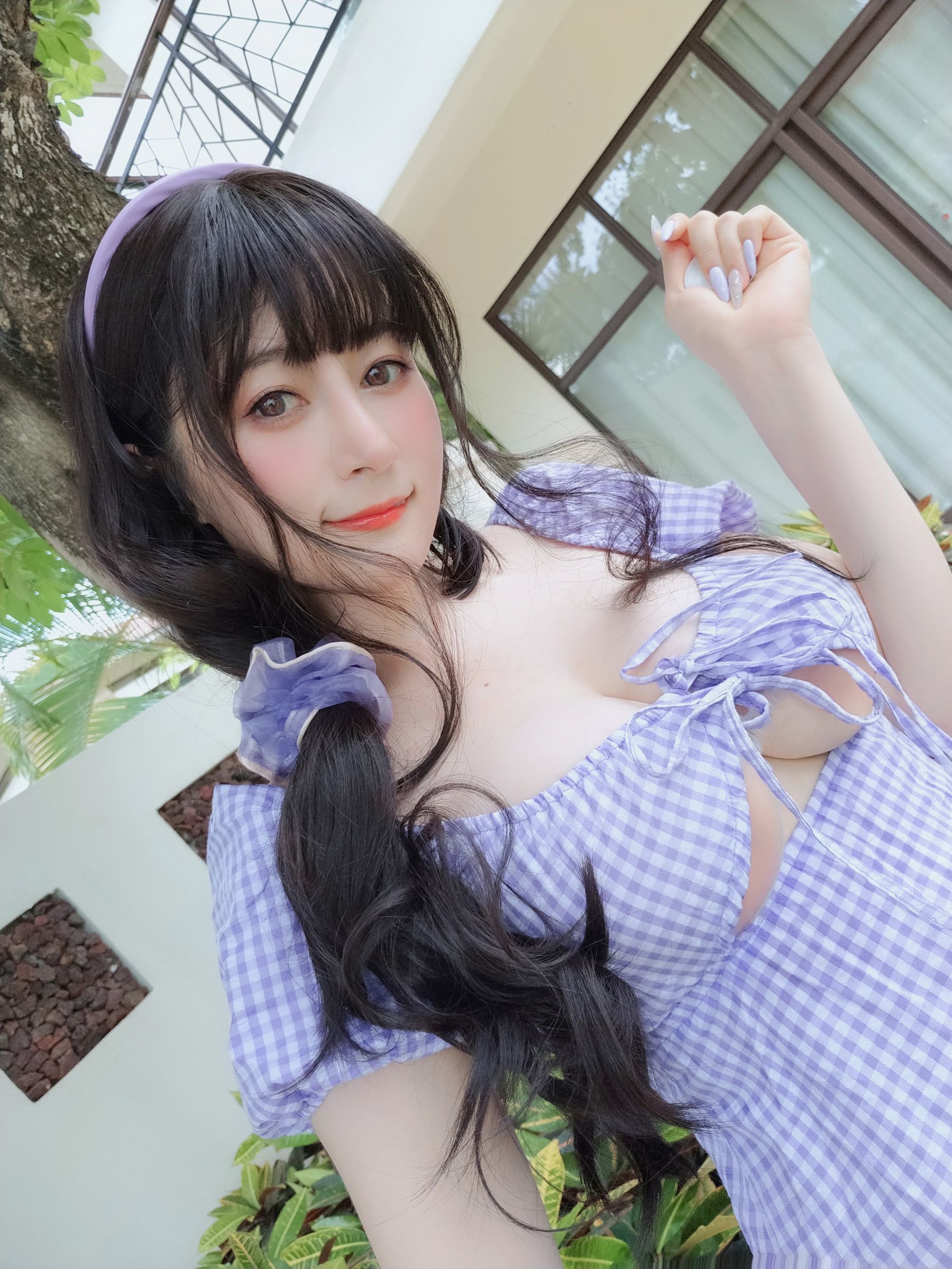 Coser小姐姐白银 – 夏日的格子连衣裙 Cosplay-第41张
