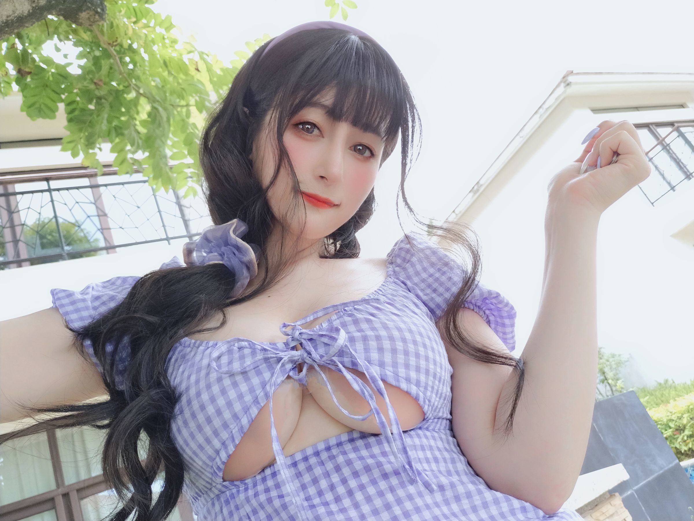 Coser小姐姐白银 – 夏日的格子连衣裙 Cosplay-第40张