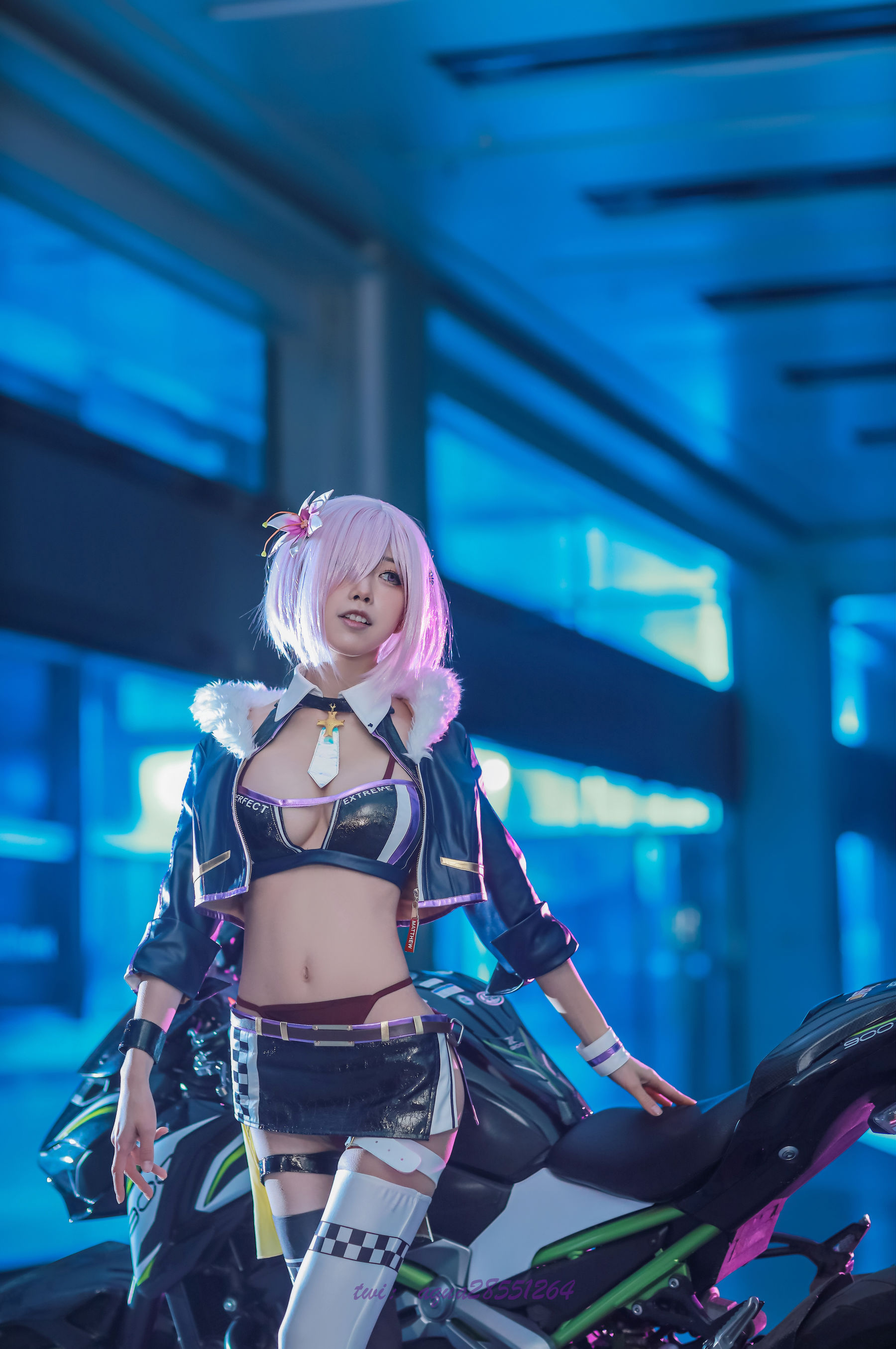 动漫博主水淼aqua – 玛修-同人机车装 Cosplay-第1张