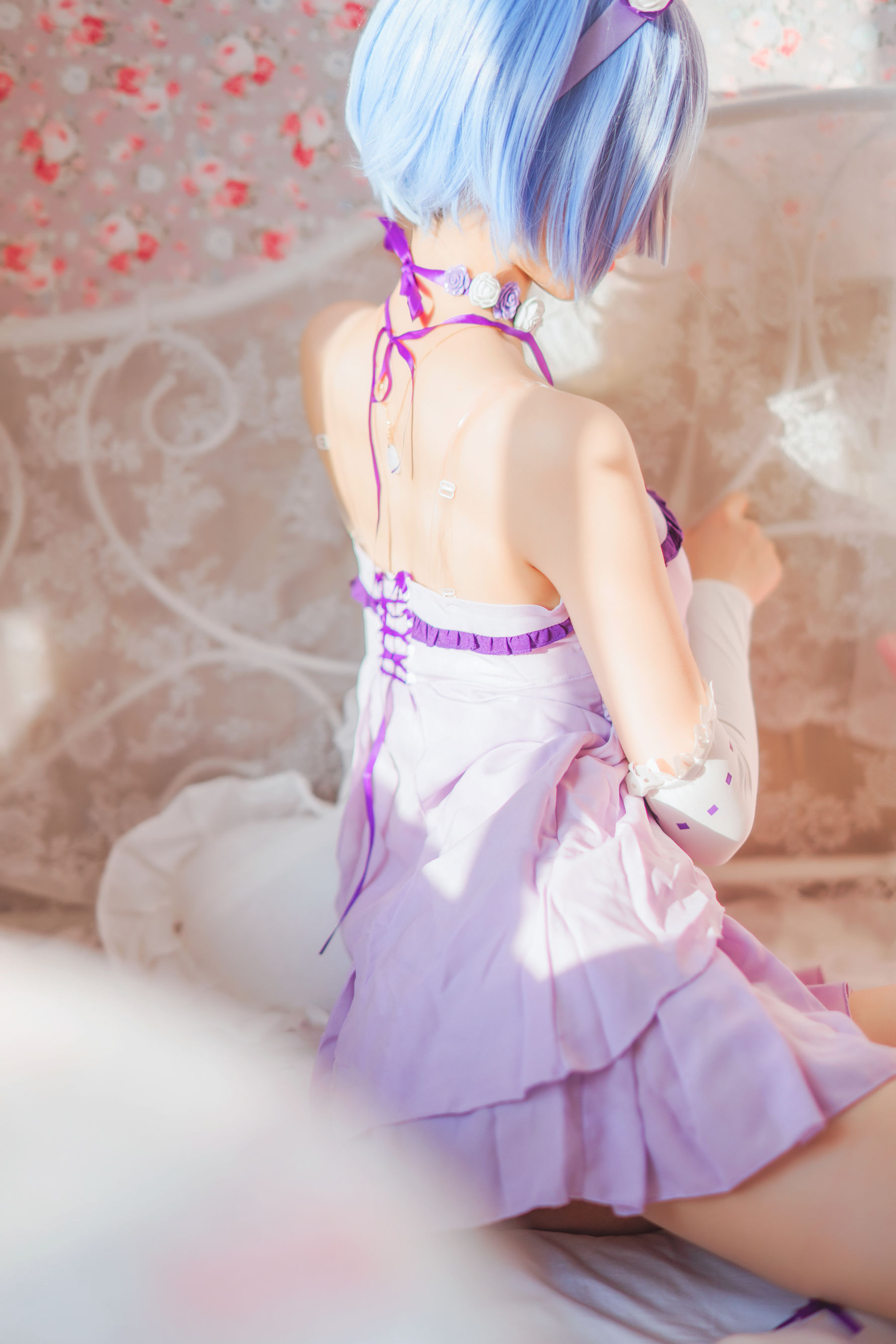 [Cosplay写真] 动漫博主蠢沫沫 – 蕾姆小睡裙 Cosplay-第18张
