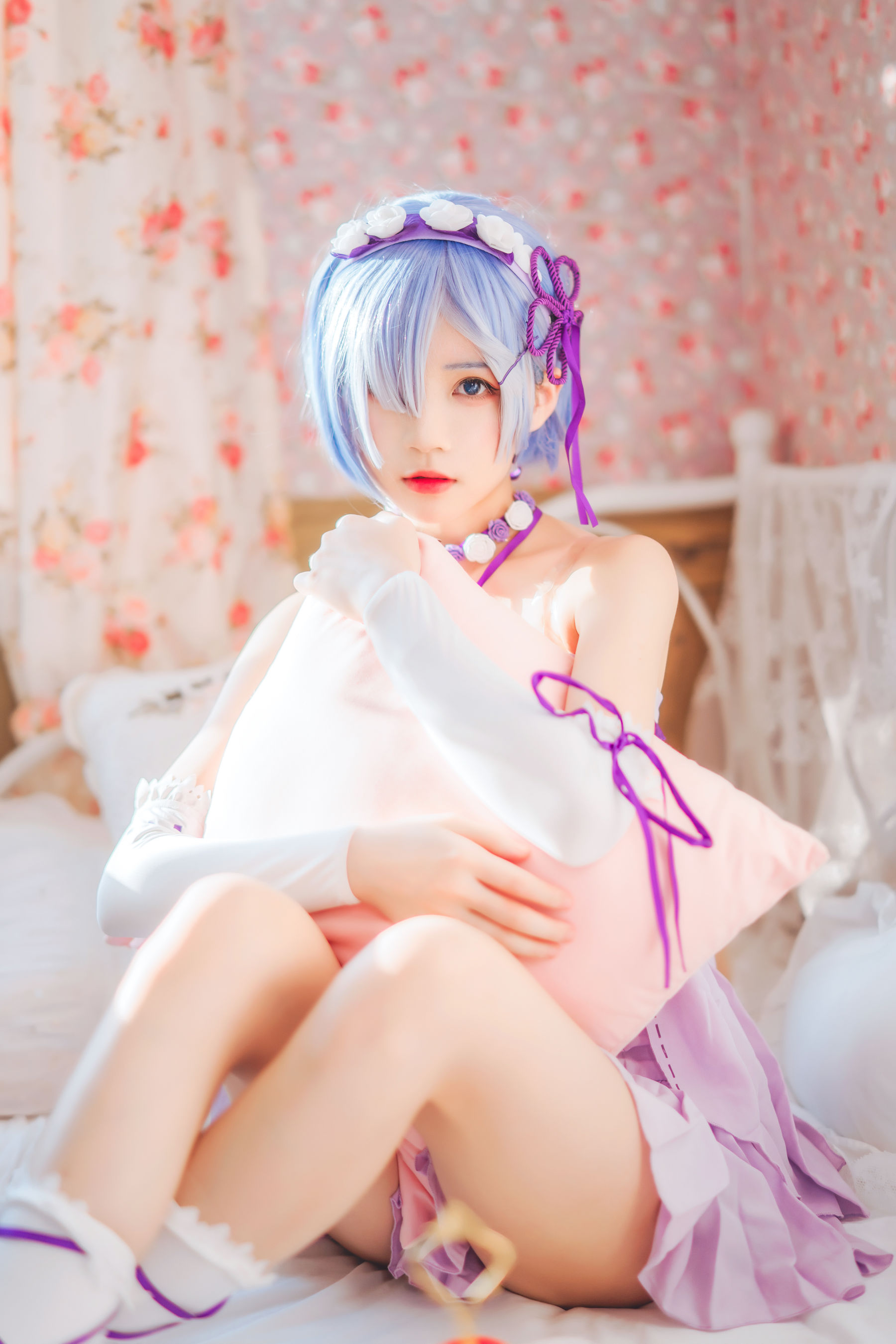 [Cosplay写真] 动漫博主蠢沫沫 – 蕾姆小睡裙 Cosplay-第21张
