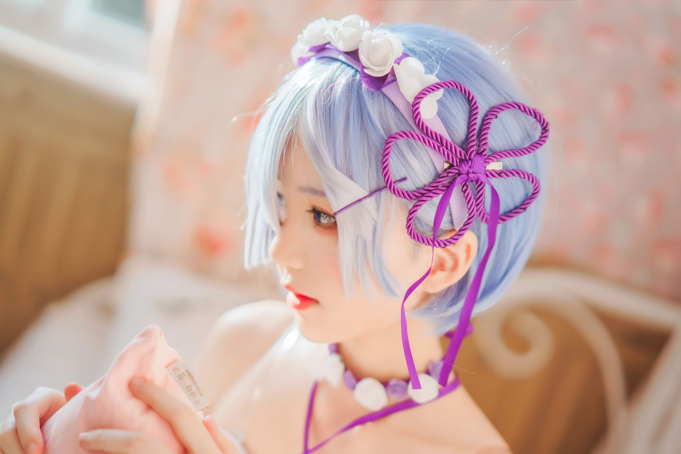 [Cosplay写真] 动漫博主蠢沫沫 – 蕾姆小睡裙 Cosplay-第23张