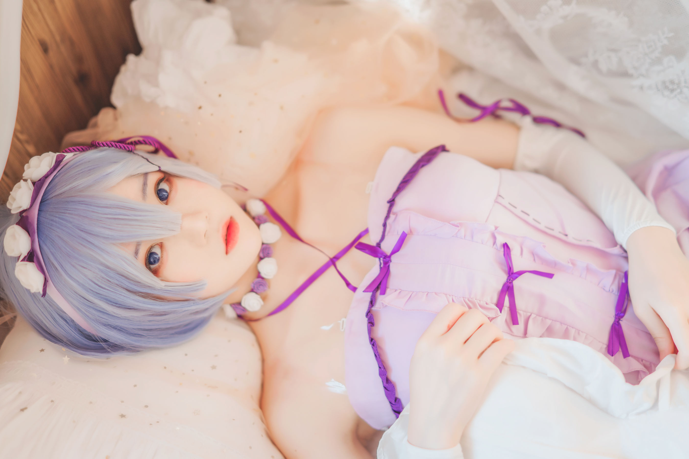 [Cosplay写真] 动漫博主蠢沫沫 – 蕾姆小睡裙 Cosplay-第24张