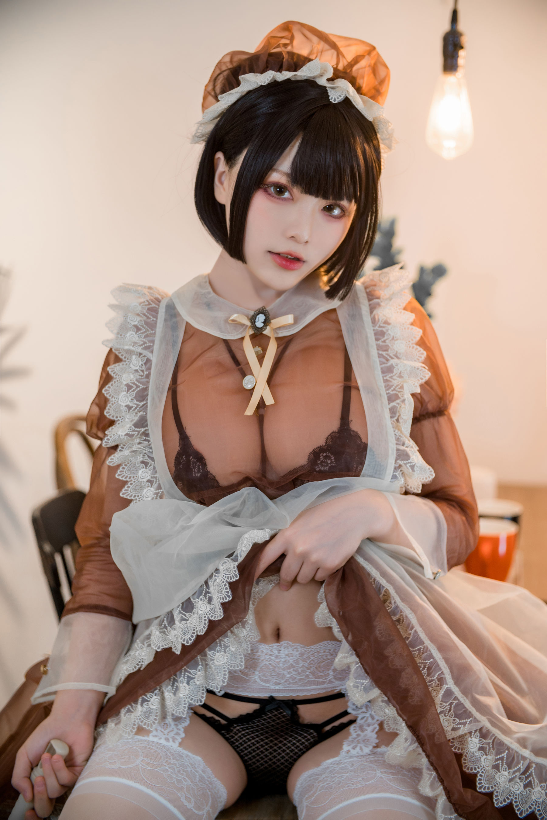 起司块wii写真 棕色透明装女仆 Cosplay-第28张