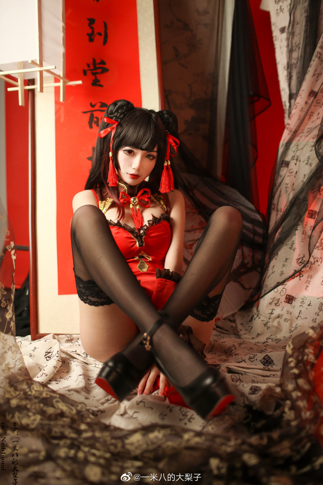 一米八的大梨子 – 时崎狂三新春旗袍 Cosplay-第1张