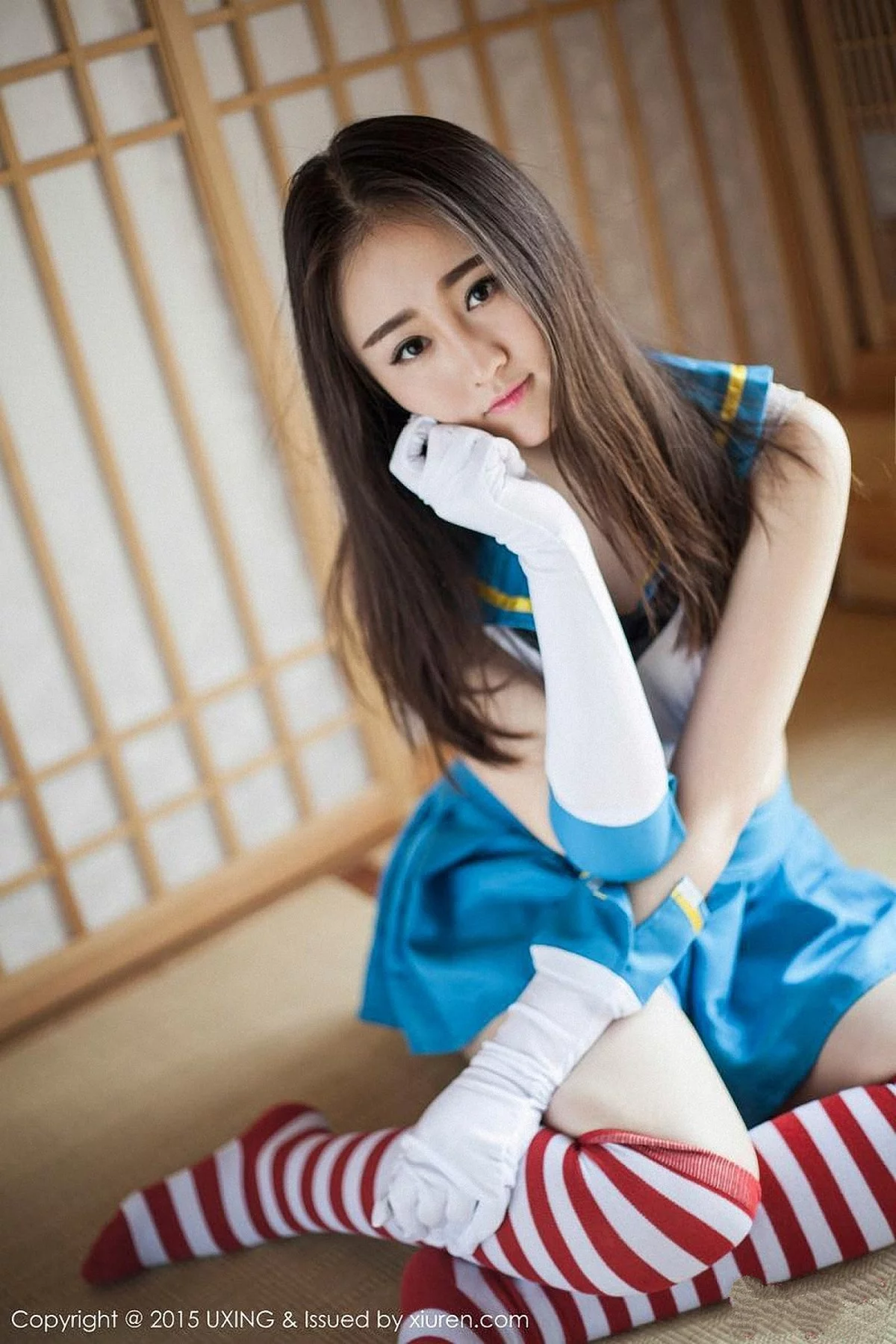 M940-[UXING优星馆]Vol.005_新人嫩模Romi王朝朝蓝色妖姬性感比基尼秀豪乳写真62P 优星馆-第21张