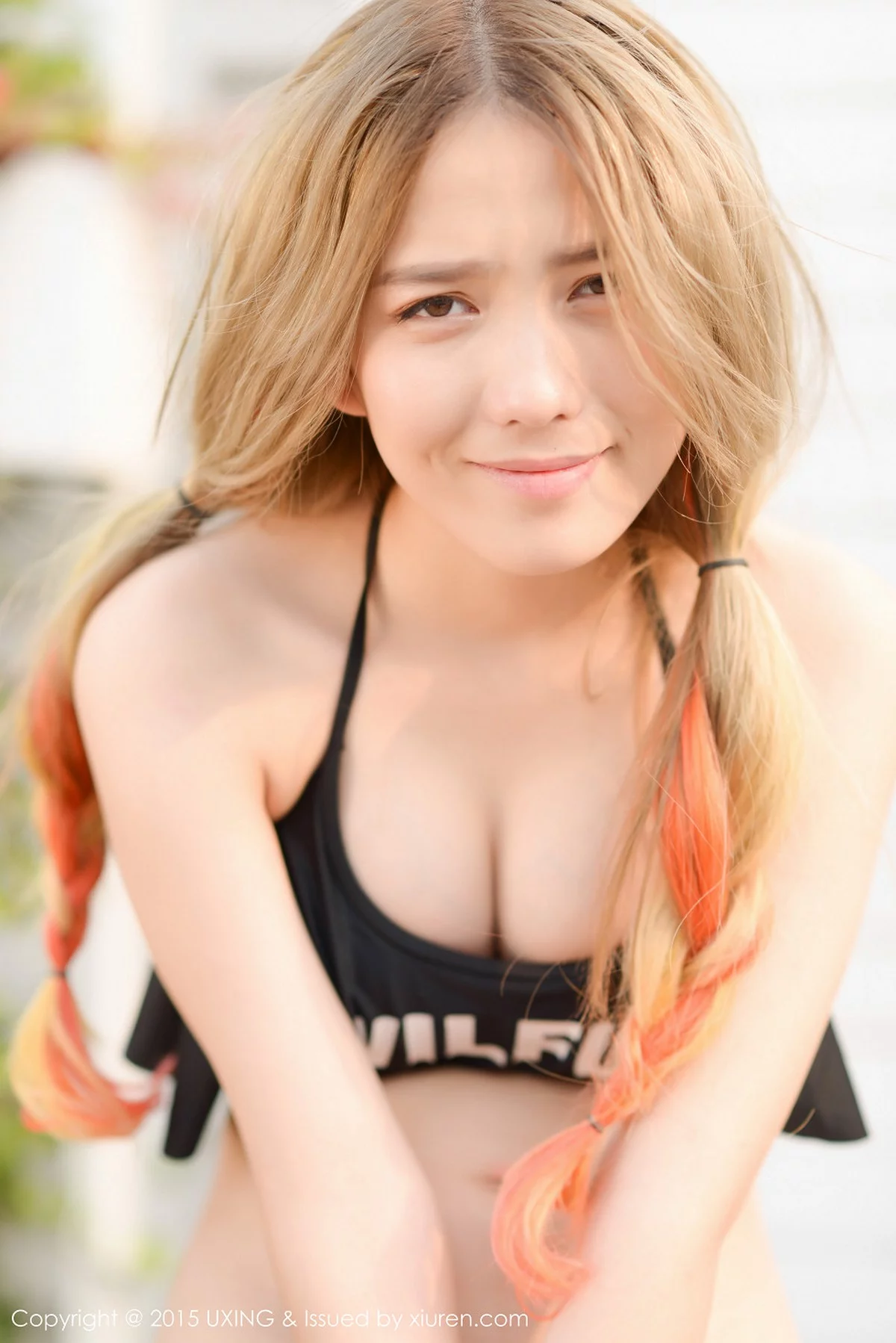 M940-[UXING优星馆]Vol.026_嫩模懒桃子黑色比基尼秀完美身材性感美胸写真50P 优星馆-第47张
