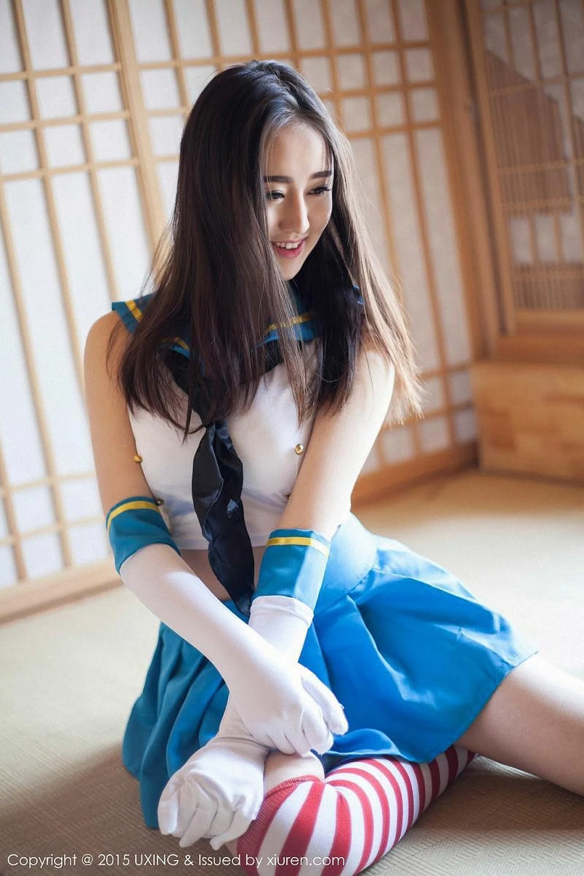 M940-[UXING优星馆]Vol.005_新人嫩模Romi王朝朝蓝色妖姬性感比基尼秀豪乳写真62P 优星馆-第5张