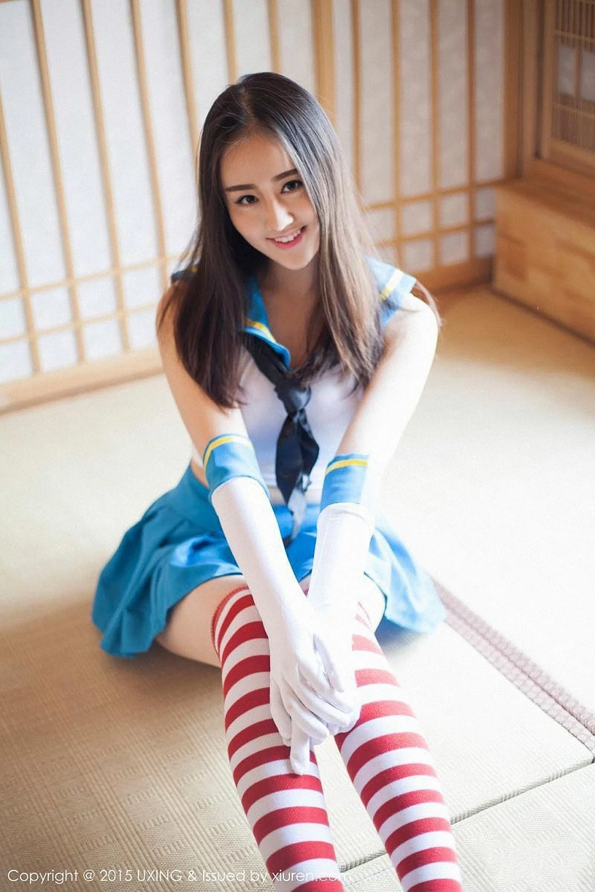 M940-[UXING优星馆]Vol.005_新人嫩模Romi王朝朝蓝色妖姬性感比基尼秀豪乳写真62P 优星馆-第4张