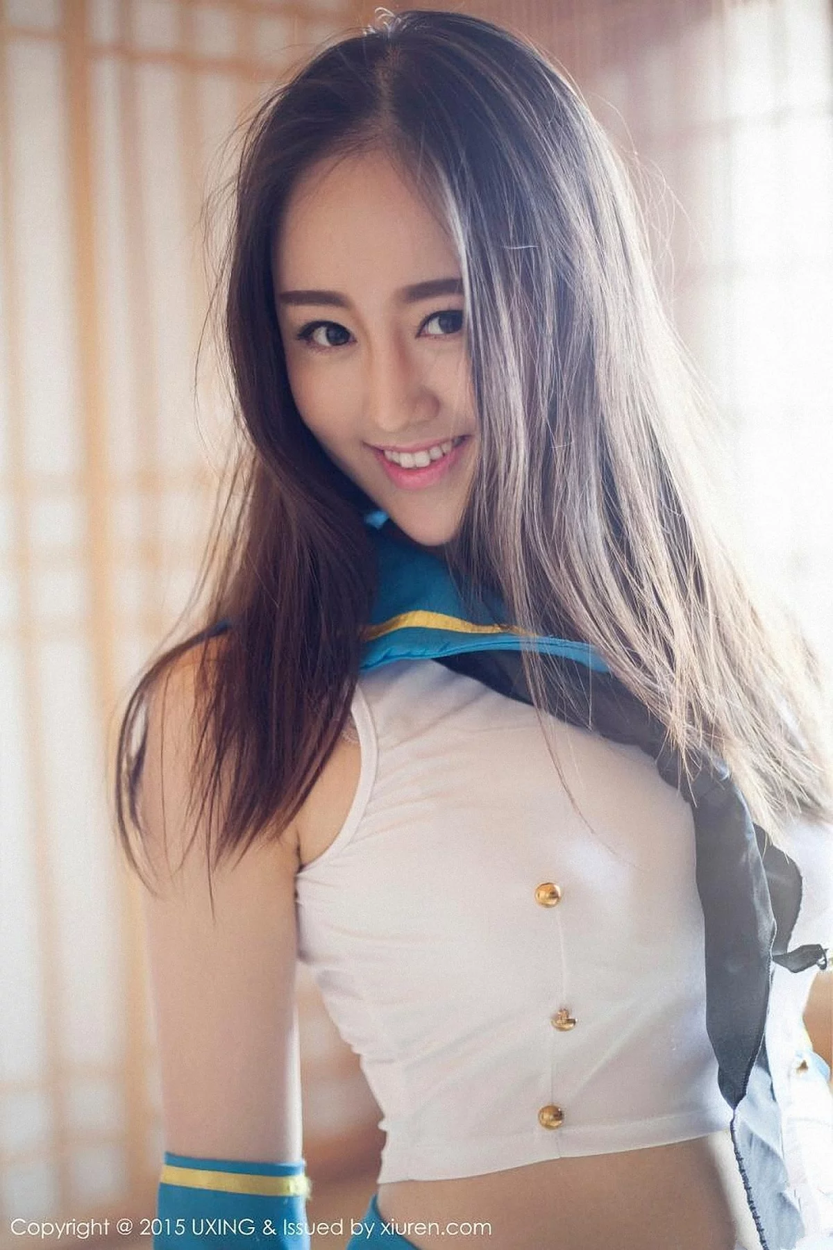 M940-[UXING优星馆]Vol.005_新人嫩模Romi王朝朝蓝色妖姬性感比基尼秀豪乳写真62P 优星馆-第3张