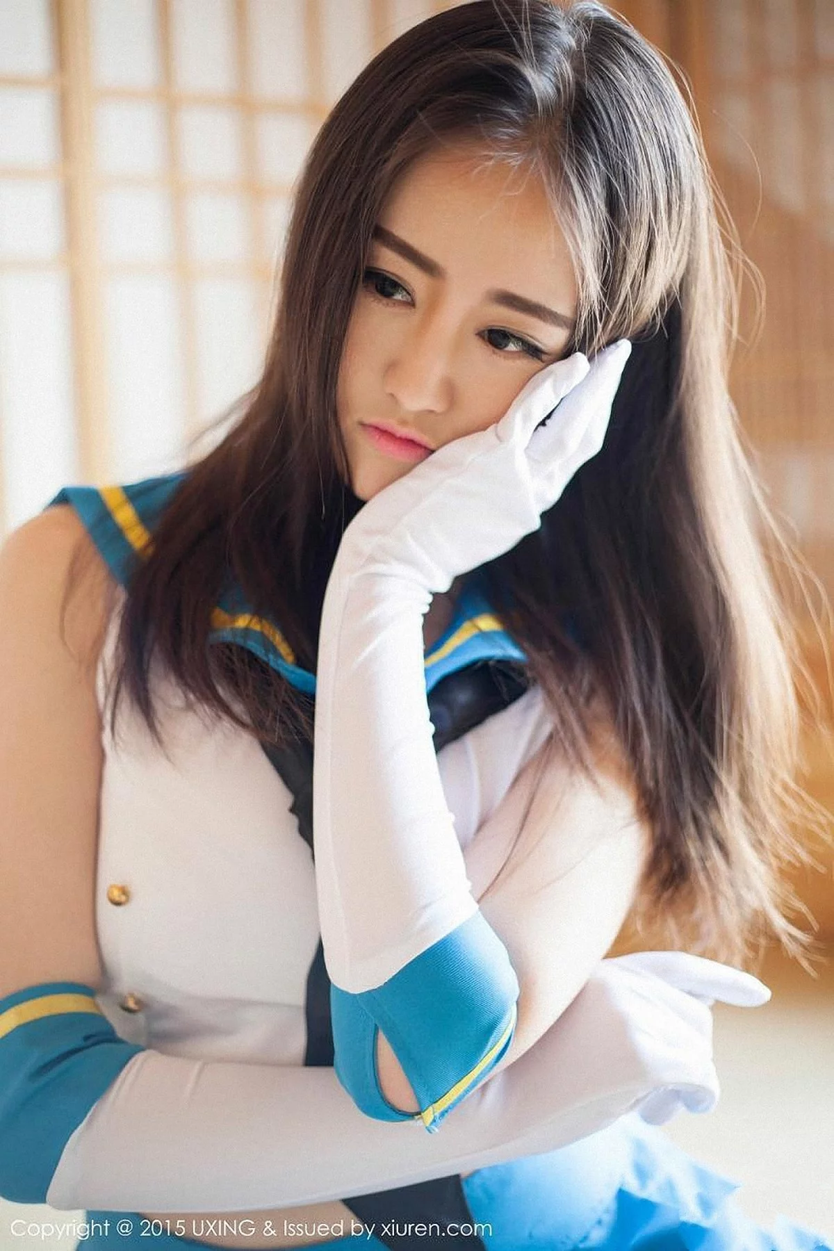 M940-[UXING优星馆]Vol.005_新人嫩模Romi王朝朝蓝色妖姬性感比基尼秀豪乳写真62P 优星馆-第6张
