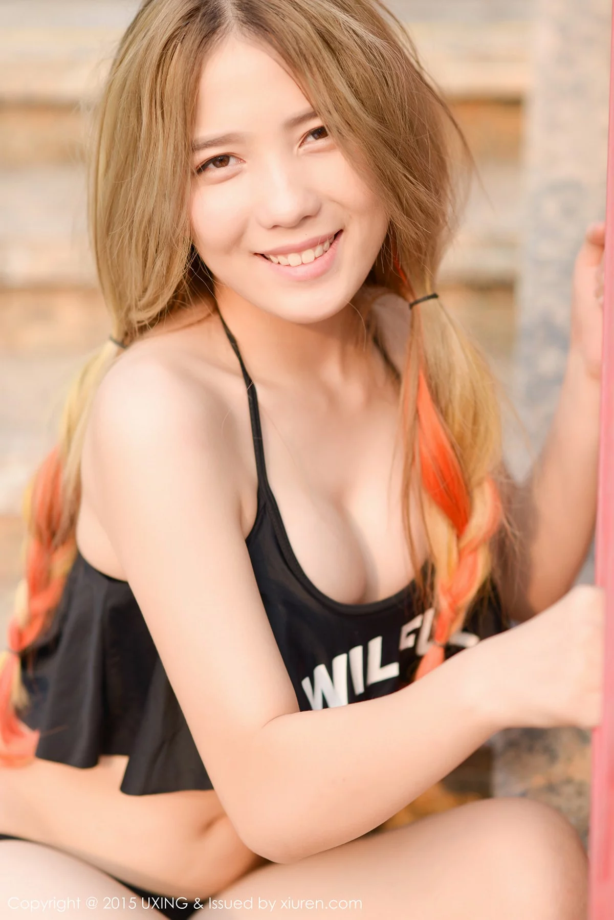 M940-[UXING优星馆]Vol.026_嫩模懒桃子黑色比基尼秀完美身材性感美胸写真50P 优星馆-第48张