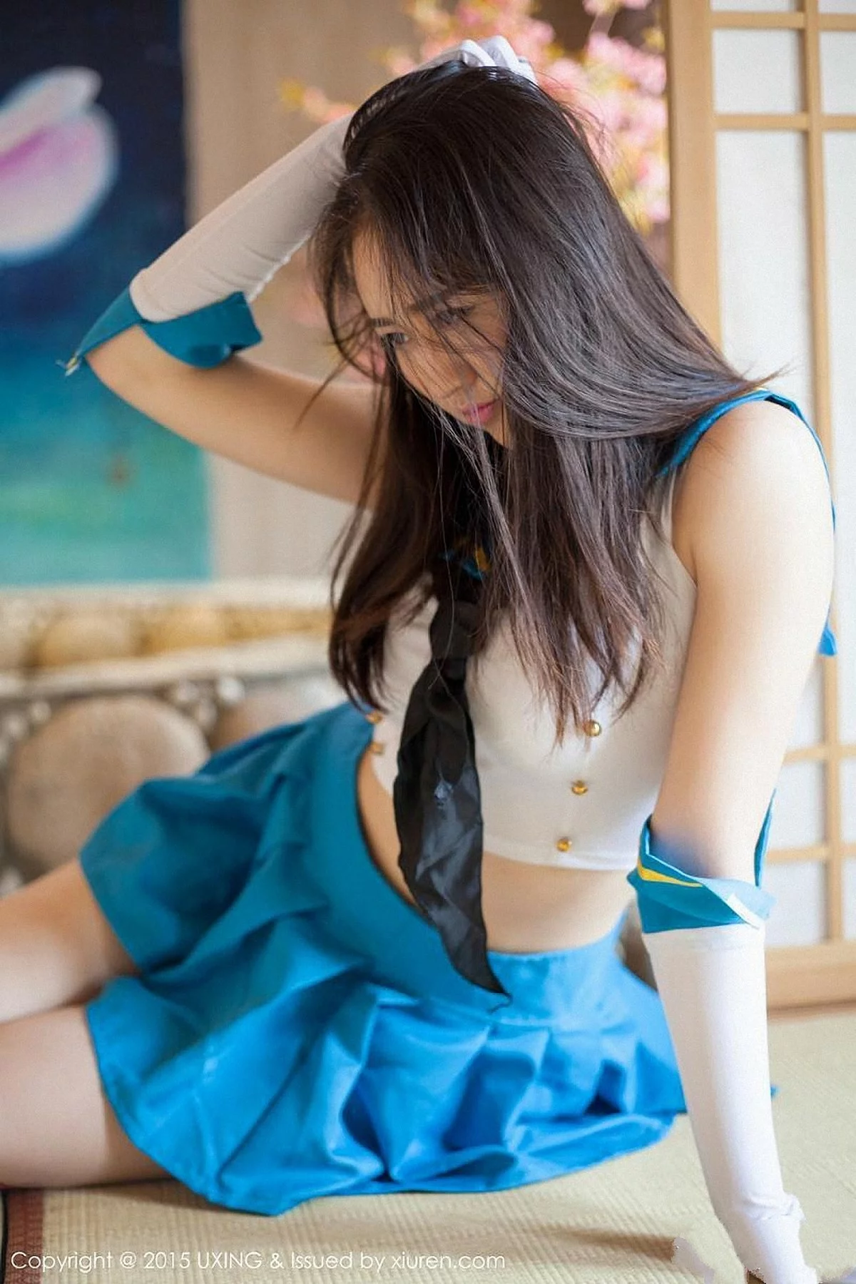 M940-[UXING优星馆]Vol.005_新人嫩模Romi王朝朝蓝色妖姬性感比基尼秀豪乳写真62P 优星馆-第15张