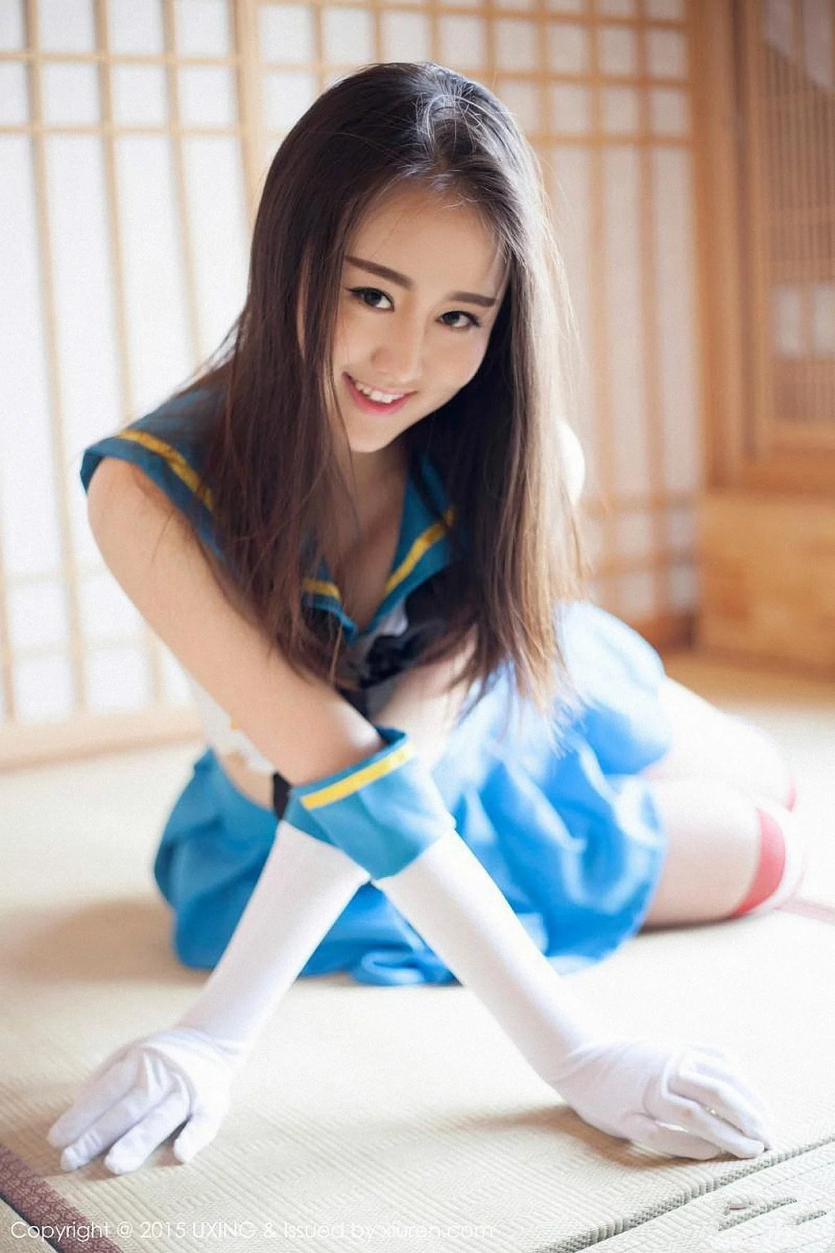 M940-[UXING优星馆]Vol.005_新人嫩模Romi王朝朝蓝色妖姬性感比基尼秀豪乳写真62P 优星馆-第8张